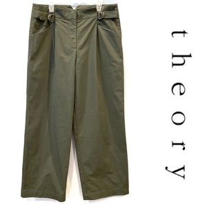 | theory | side belt tab cropped wide leg pants
